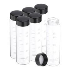 PATIKIL 6pcs 50ml Small Clear Glass Vials with Black Screw Cap, Borosilicate ...