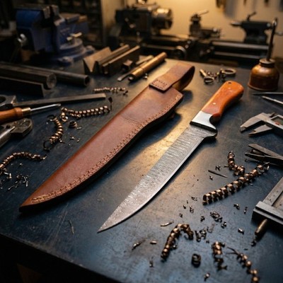 Shard Blade Damascus Fillet Knife Orange Bone Handle Full Tang Handmade + Sheath