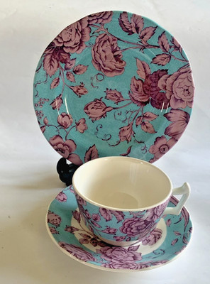 Spode Kingsley türkis Tasse Untertasse Teeteller Trio sehr guter Zustand bitte lesen