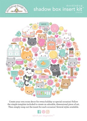 Doodlebug Design Shadow Box Insert Kit - Pretty Kitty - DDSB8130