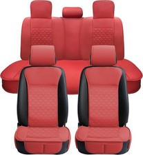 Car Seat Cover Full Set Leather Protector Set, Red