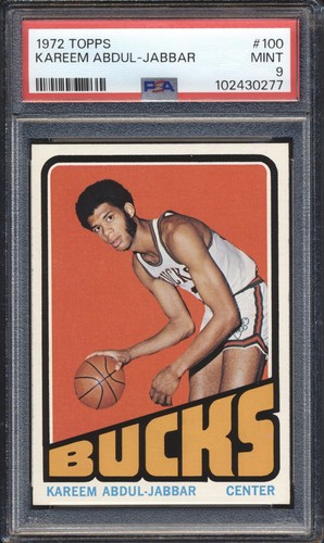 1972 Topps Basketball Kareem Abdul-Jabbar #100 PSA 9 BUCKS / LAKERS MINT HOF