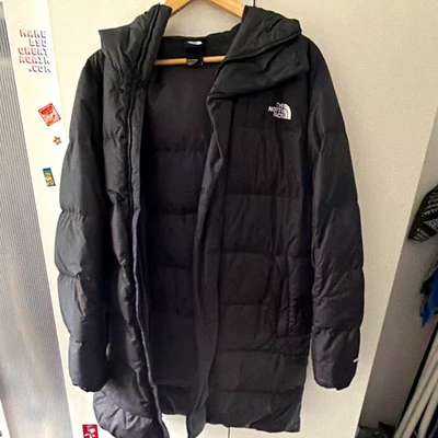 The North Face Daunenjacke Herren lang mit Kapuze Reißverschluss schwarz L - Bild 1 von 4