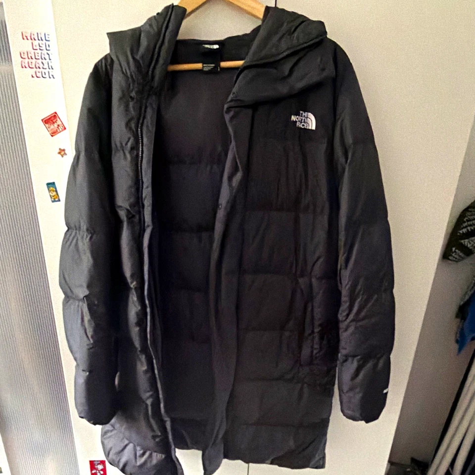The North Face Daunenjacke Herren lang mit Kapuze Reißverschluss schwarz L - Bild 1 von 4