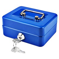 Geldkassette Kinder Erwachsene Metall Spardose Sicherheit Tragbar Blau 12,5X10Cm