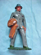 Vintage BARCLAY MALE LEAD TOY PASSENGER 611 WITH OVERCOAT FOR TRAIN OR VILLAGE