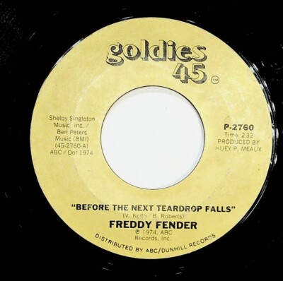 Freddy Fender Before The Next Teardrop Waiting For Your Love Vinyl 45 Record