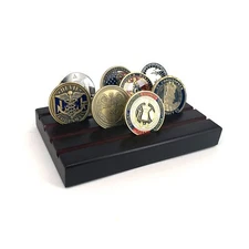4 Rows Coin Holder,Challenge Coin Display Stand Rack Military Coin Holder (Wo...