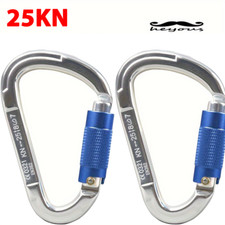 2X 25KN Aluminum Rock Climbing Auto Locking Carabiner Clip Heavy Duty Snap Hook