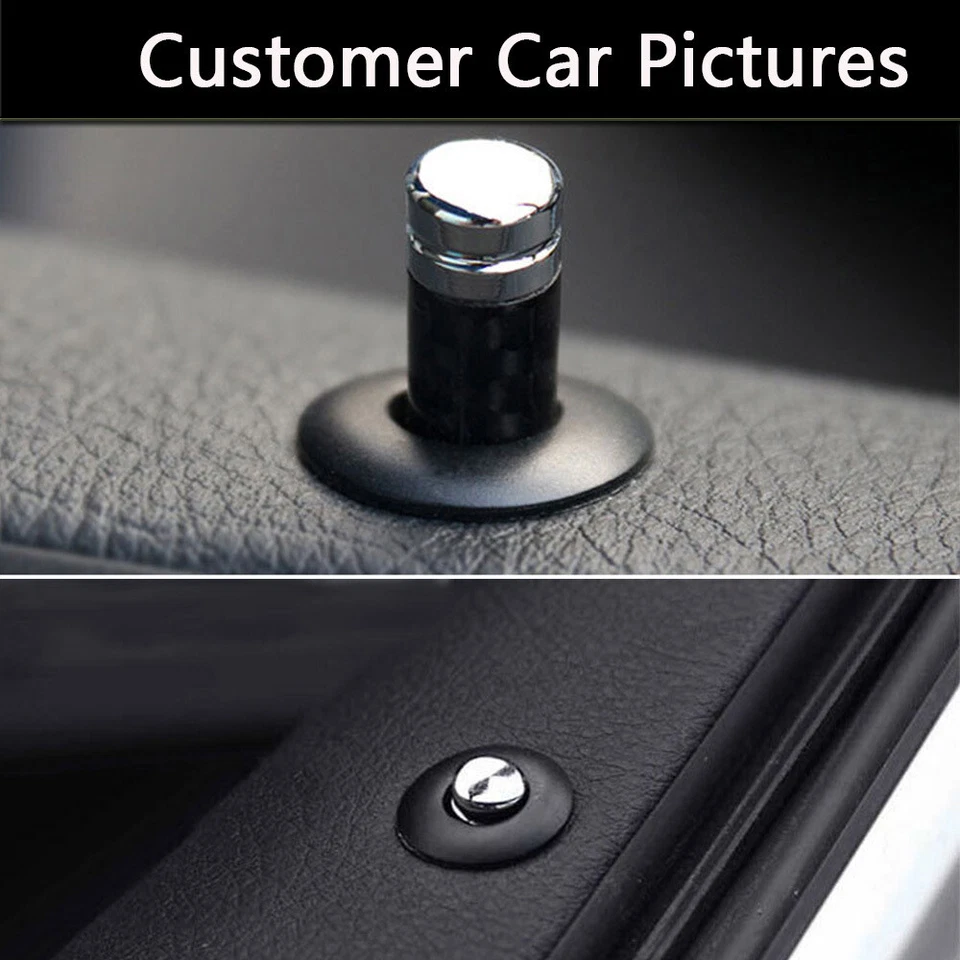 For BMW Benz 4PCS Carbon Inner Door Bolt Lock Down Cover Trim Button Screw Knob - Image 4 of 4