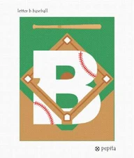 Letter B Baseball Needlepoint Kit or Canvas