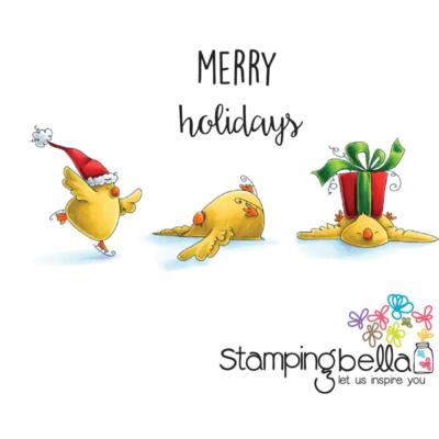 New Stamping Bella Rubber Stamp Christmas COOL CHICKS SKATING SET of 4 ...
