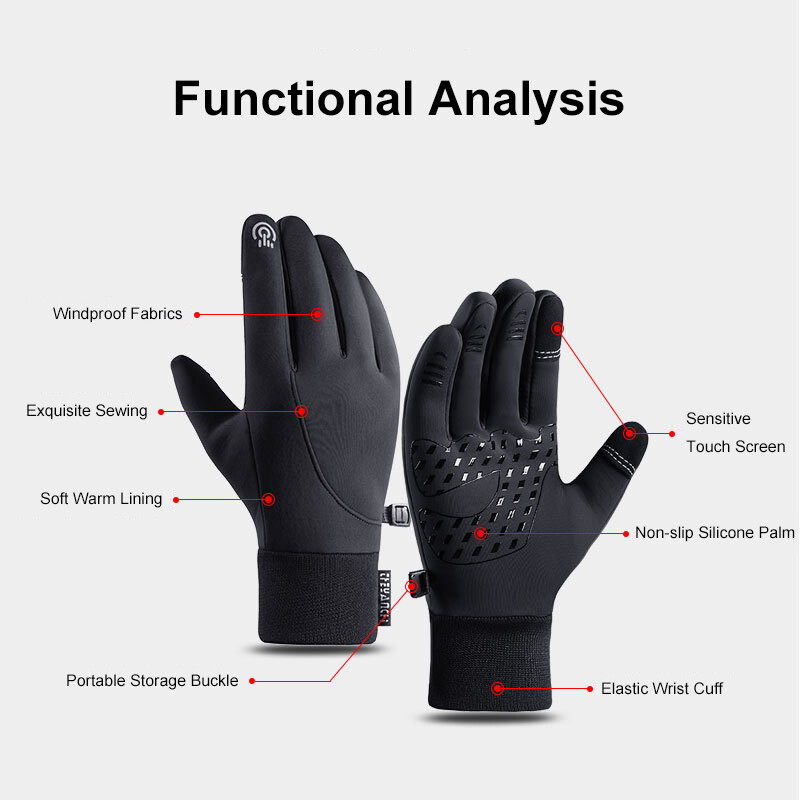 LERWAY Thermal Winter Warm Gloves, Touchscreen Gloves Windproof Water, Resistant Thermal Non-slip MTB Gloves Black For Men Women Running Driving - View #3