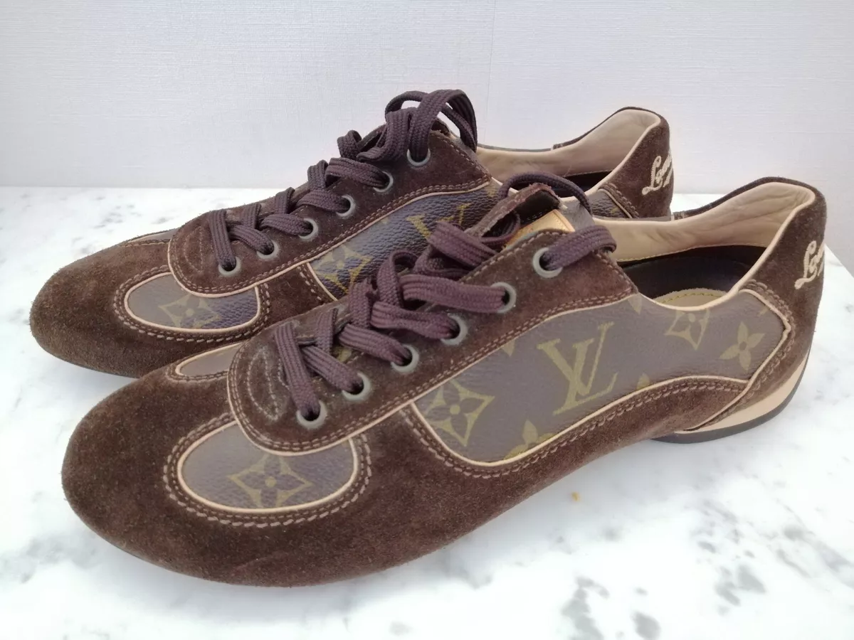 SHOES LOUIS VUITTON MONOGRAM/SUEDE SNEAKERS SIZE FR 38 WOMEN’S ENERGIE NEW