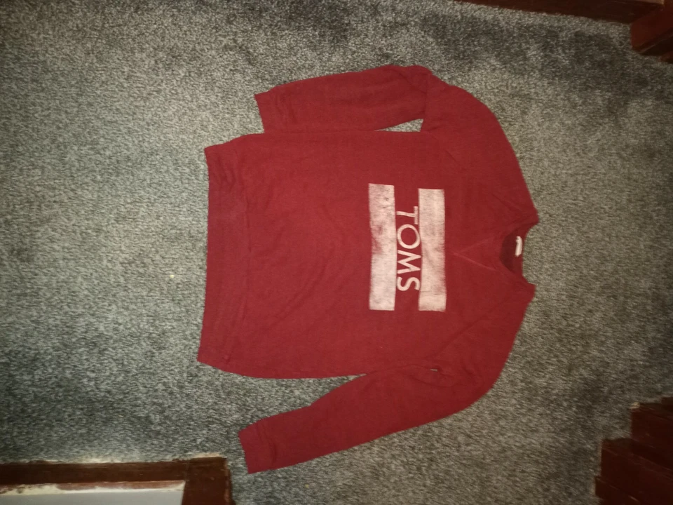 toms sudadera camisa manga larga roja rara diseñador niños/niña mediana/lg muy bonita Foto 2 de 4