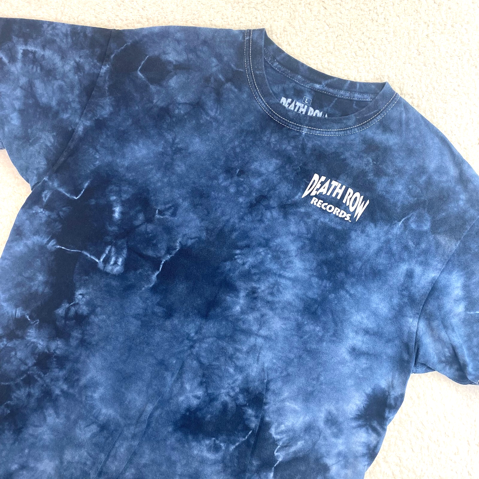 FILA Camicia Death Row Records uomo L blu tie dye spellout hippie streetwear