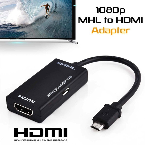 Cable Adaptador MHL Micro USB 2.0 a HDMI para Teléfono Android Smartphone Tablet TV
