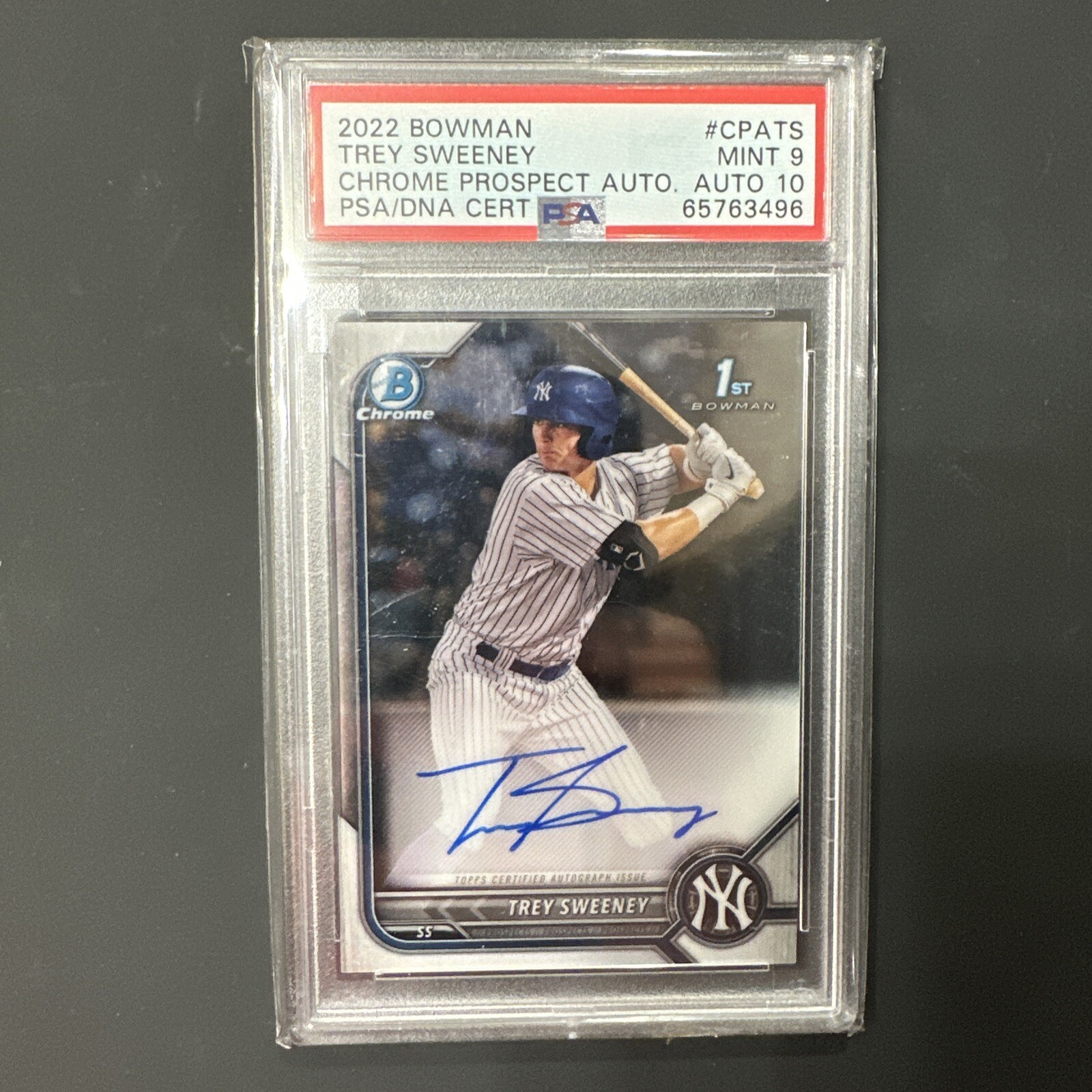 Trey Sweeney 2022 Bowman Chrome 1st - Prospect Auto PSA 9 #CPA-TS