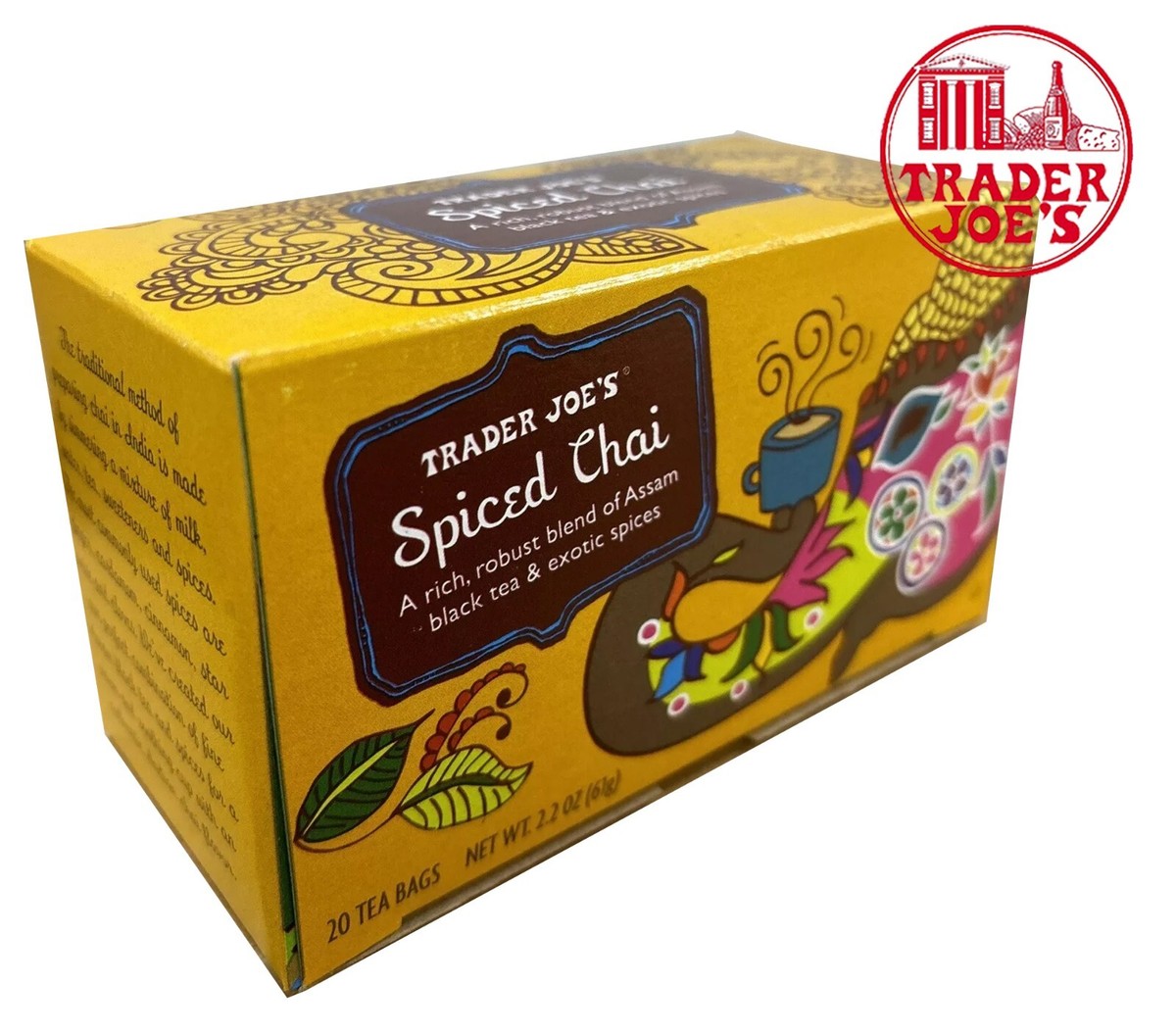 Trader Joe's Spiced Chai Assam Black Tea Exotic Spices 20 Tea Bags