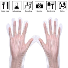 200/500/1000 Plastic Gloves Disposable Premium Polythene Catering Food Mechanics