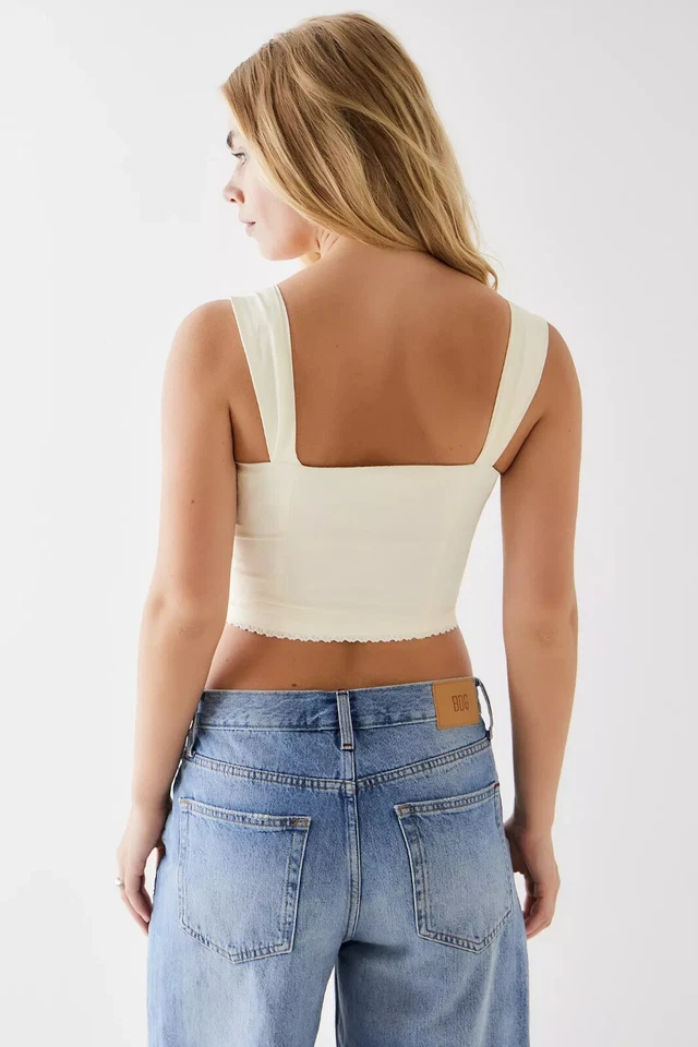 Urban Outfitters x Kiss The Sky Ryder Satin Top, Cream, Medium, RRP $46 - Image 4 of 4