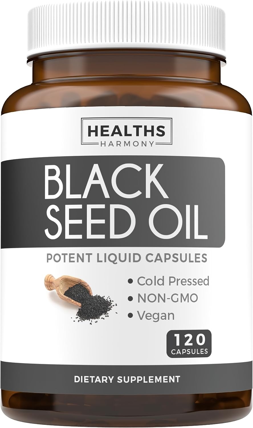Black Seed Oil 500mg – Skin Health & Vitamin E – 120 Softgels – Non-GMO & Vegan