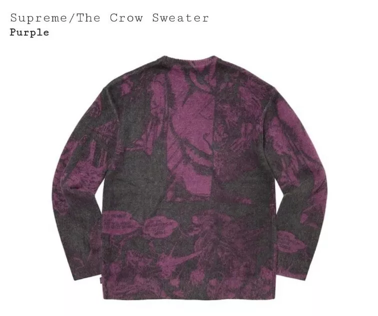 SUPREME THE CROW SWEATER- PURPLE SIZE XL FW21 WEEK 4/ AUTHENTIC/ BRAND NEW