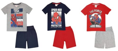 Ensemble pyjama vêtements de nuit Marvel Spiderman enfants garçons t-shirt pantalon court robe d'été - Photo 1 sur 25
