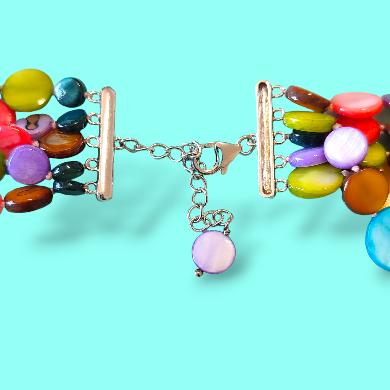 Colorful Rainbow Dyed Shell Disk Multi Strand Nec… - image 7