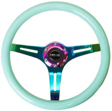 Nrg 350mm Steering Wheel Minty Fresh Classic Wood Grain 3 Spoke Neochrome Center