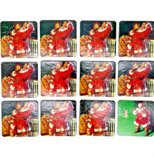 Coca Cola Santa Claus Coasters Cork Back Collectible 3.25" 12 Vintage