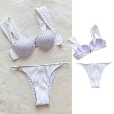 Women Bikinis Swimsuit White Swimwear Bikinis Set Two Pieces Swimming Costume