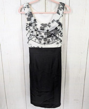 Maurices Size 13/14 Juniors Womens Black White Ruffle Floral Formal Dance Dress