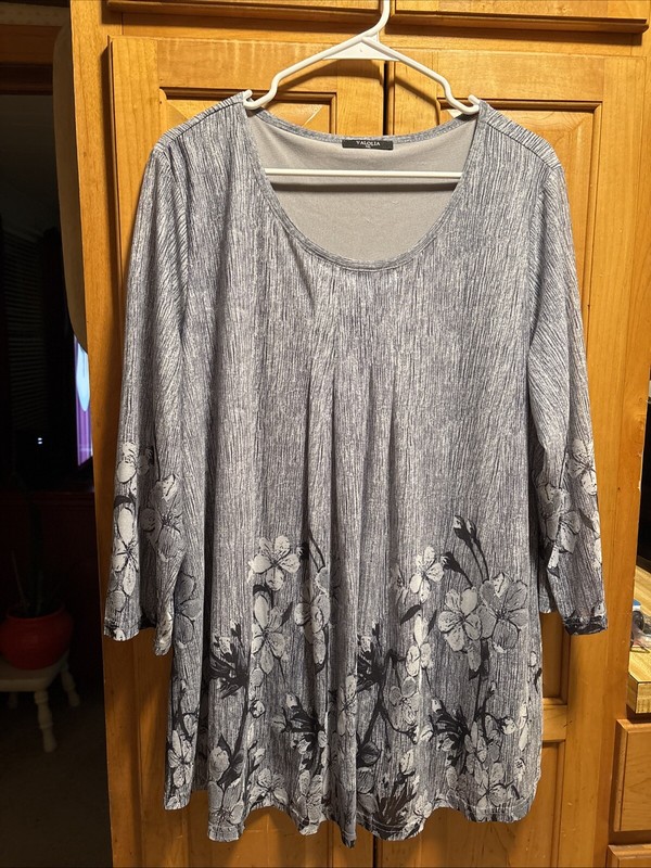 Women’s Valolia XXL Plus Size Blue Lined 3/4 Sleeve Blouse