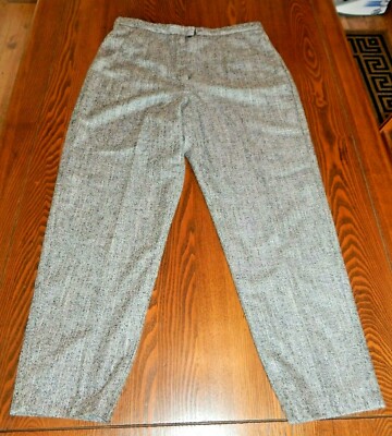 Women's SEWN WITH MOOD DESIGNER FABRICS Gray Tweed Lined Pants Sz 14 EUC