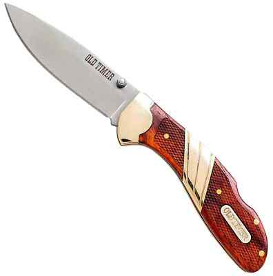 Schrade Old Timer Medium Lockback Clip Knife, 7Cr17MoV Steel, Wood Handle 31OT