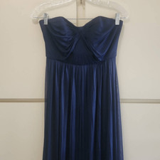 David's Bridal Marine Blue Strapless Maxi Dress,  NWOT, Sz. 4