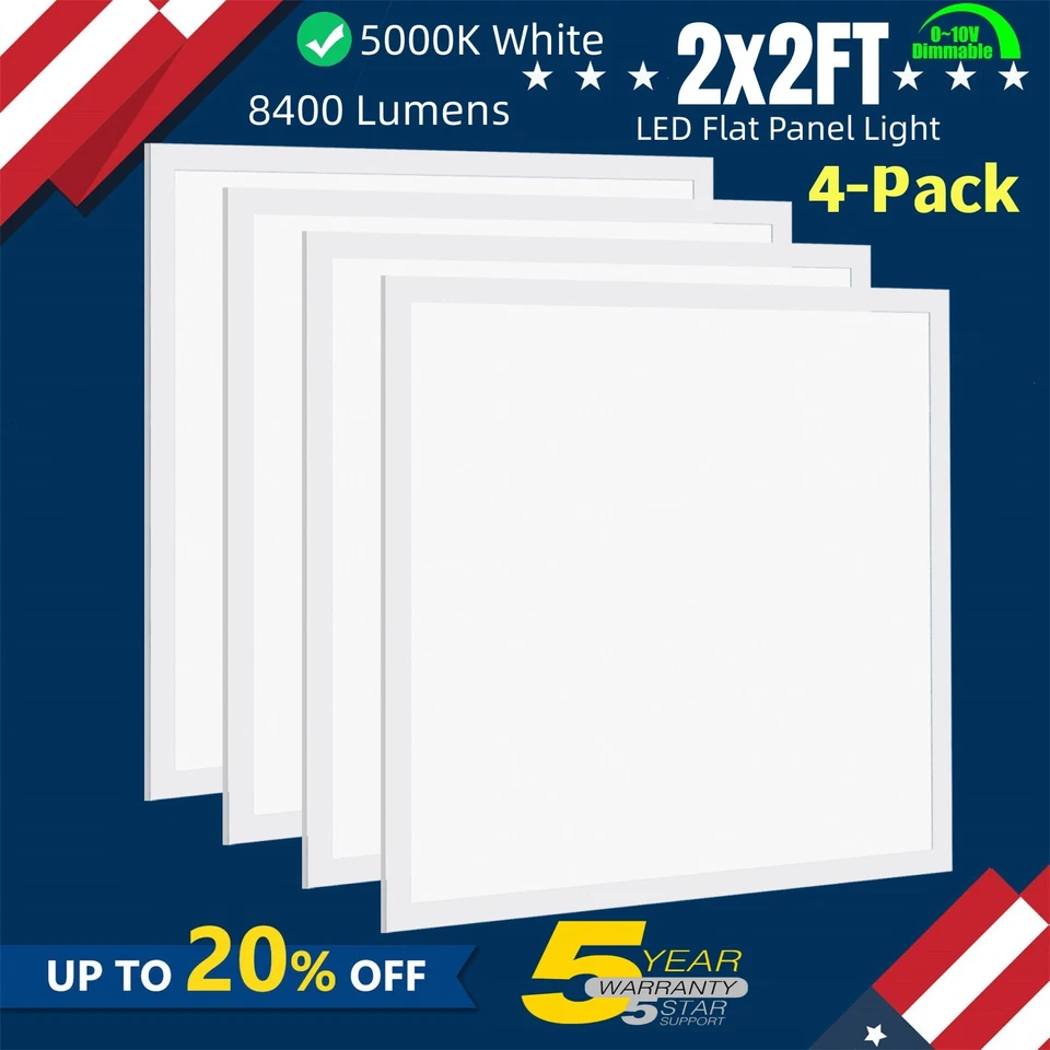 2x2 Drop Ceiling Light Fixture, 45W 5000K Recessed Back-Lit LED Flat Panel Light - Image 2 of 4