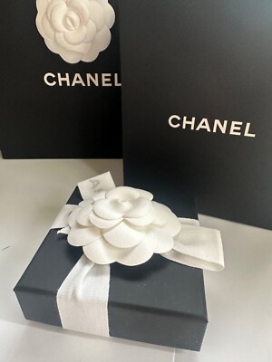 NEW in BOX Large REV Chanel Brooch Pin Gold Black Leather Chain