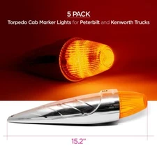 (5) -19 LED Amber Torpedo Cab Marker Lights For Peterbilt & Kenworth Semi Trucks