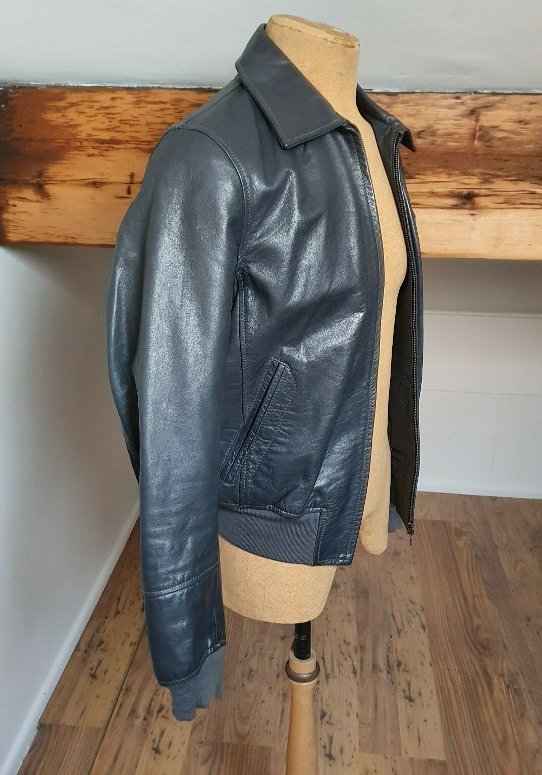 Belstaff Grey Mens Leather Bomber Jacket L eBay