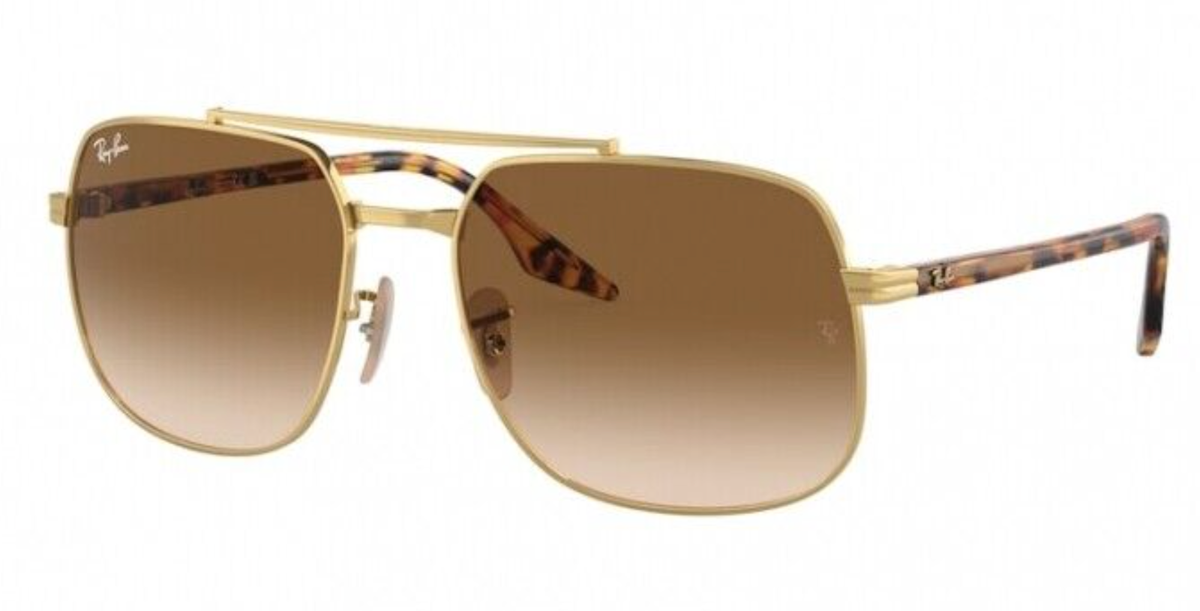 New Ray-Ban RB 3699 001/51 59-18 Gold & Tortoise Sunglasses Brown