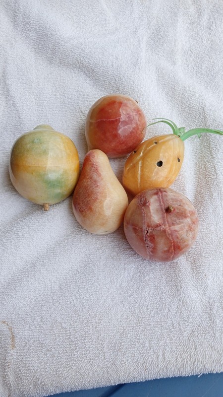 Vintage Italian Alabaster Stone Fruits Lot of 5