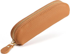 Full Grain Leather Coin Pouch - Travel Small Coin Purse with Zipper - Mini Key P