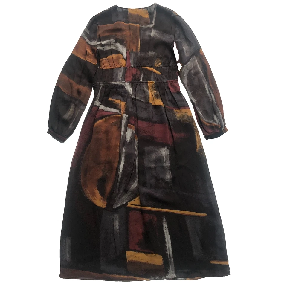 Burberry Prorsum Dress Silk IT 42 UK 10 Abstract Print Boho Made In Italy Luxury - Image 2 of 4
