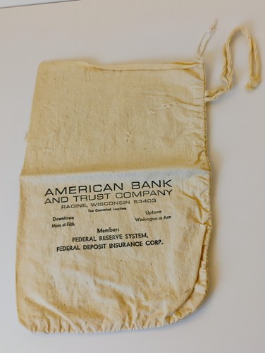 American Bank And Trust Company Money Bag Racine Wisconsin John Dillinger Robbed - Picture 1 of 2