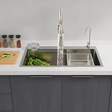 29.53-inch Undermount Workstation Kitchen Sink Single Bowl with Pull-out Faucet