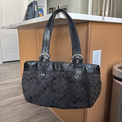 COACH Soho Y2K Shoulder Handbag Pleated Signature Canvas Leather