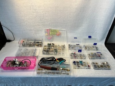 Large Jewelry Making Supplies Lot with Soldering Iron, Tools, Charms & Findings