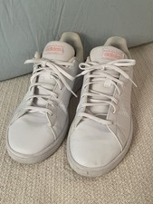 Adidas Advantage Base Tennis Sneaker White With Pink Glow Women s Size 8.5